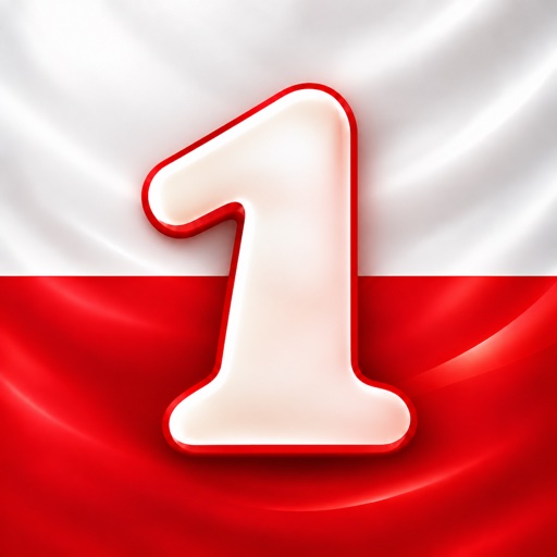 1Polish app icon: a white 1 on the red and white Polish flag