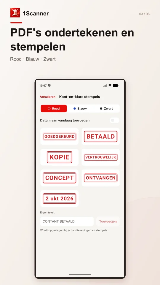 Kant-en-klare stempel op een pdf in 1Scanner voor Android